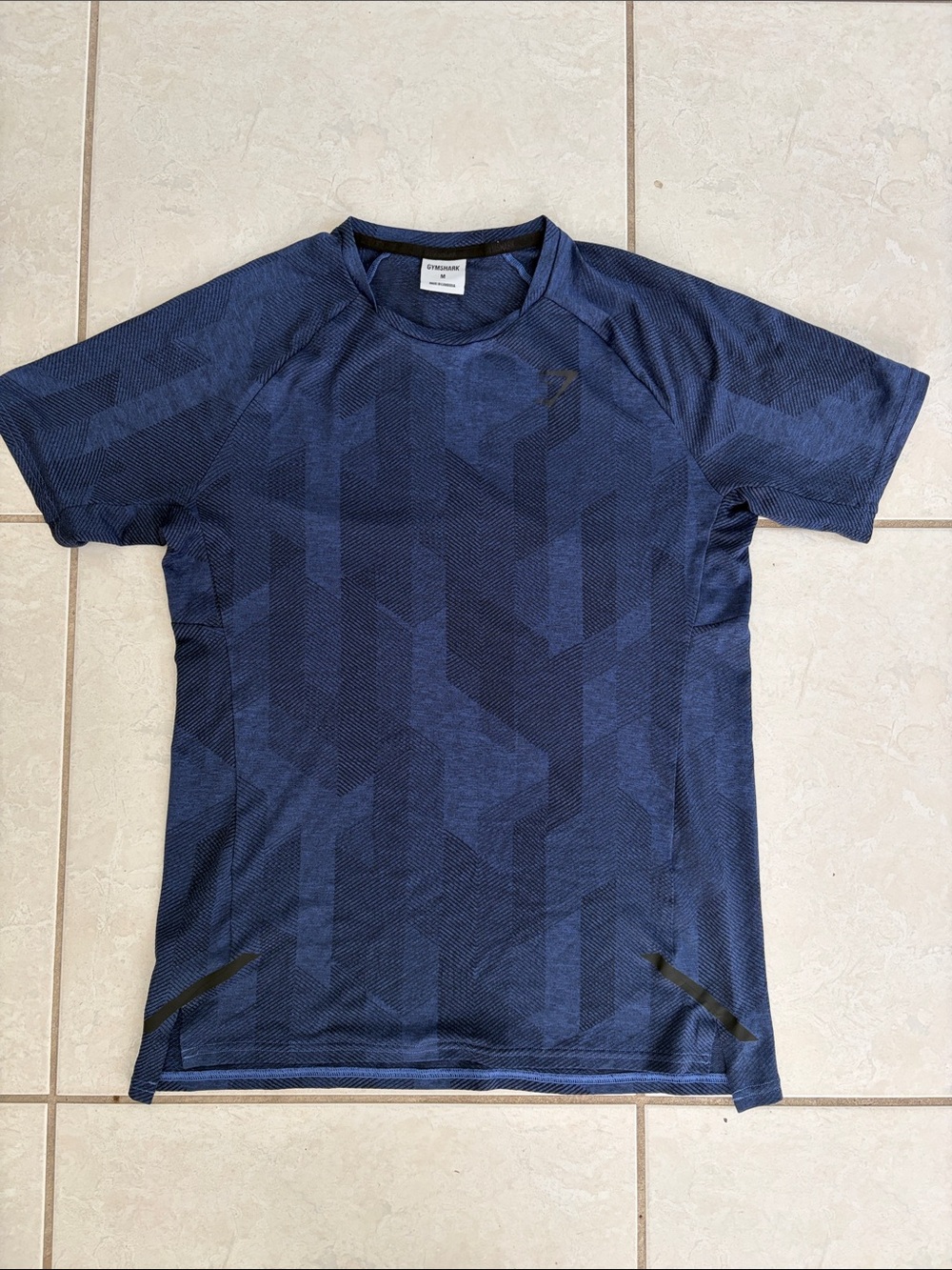 Gymshark Men's Navy Geometric Short Sleeve Training Tee
